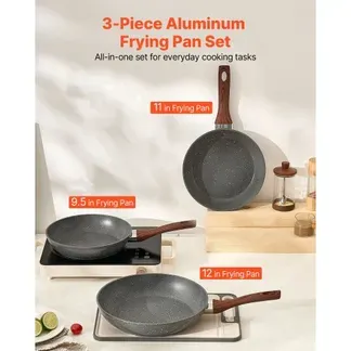VEVOR Bratpfannen Set 3-tlg. (250 / 280 / 325 mm), Hochleistungs-Bratpfannen aus Aluminium (Antihaftbeschichtet), Kochpfanne Küchenkochgeschirr geeignet für Gas Elektro Induktion Grau VEVOR Bratpfannen Set 3-tlg. (250 / 280 / 325 mm), Hochleistungs-Bratpfannen aus Aluminium (Antihaftbeschichtet), Kochpfanne Küchenkochgeschirr geeignet für Gas Elektro Induktion Grau