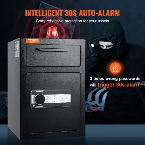 VEVOR 2,5 L Einwurftresor, Deposittresor mit Drop-Slot, elektronischem Codeschloss und 2 Notfallschlüsseln, 355 x 355 x 515 mm, Business Drop Slot Safe für Bargeld, zu Hause, Hotel, Büro usw. – Bild 4