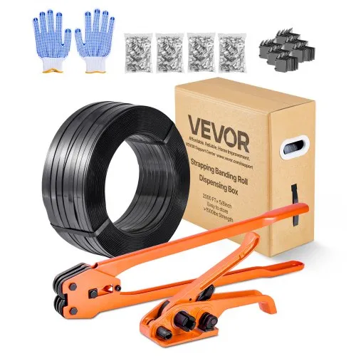 VEVOR 6 tlg Umreifungsset mit Umreifungsband, manuelle Umreifungsgerät mit 610 m PET Band, 600 Metallklammern, 200 Kantenschutzern, pefekte Werkstattausstattung für Verpackung, Transport und Lager VEVOR 6 tlg Umreifungsset mit Umreifungsband, manuelle Umreifungsgerät mit 610 m PET Band, 600 Metallklammern, 200 Kantenschutzern, pefekte Werkstattausstattung für Verpackung, Transport und Lager
