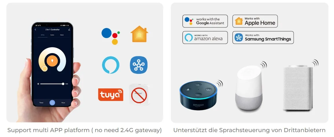 MiBoxer SM2 LED Controller Matter-Serie 2in1 Single colour/CCT(dual white) dim DC12/24V Matter Over WiFi+2.4GHz – Bild 5