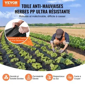 VEVOR Unkrautschutz Gartenvlies 1 x 50 m, Strapazierfähiger Gewebter PP-Unkrautbekämpfungsstoff, Korrosionsbeständiges & Reißfestes Unkrautflies Unkrautschutzvlies für Landschaftsbau, Bodendecker VEVOR Unkrautschutz Gartenvlies 1 x 50 m, Strapazierfähiger Gewebter PP-Unkrautbekämpfungsstoff, Korrosionsbeständiges & Reißfestes Unkrautflies Unkrautschutzvlies für Landschaftsbau, Bodendecker