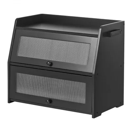 VEVOR Brotkasten mit 2 Acrylfenstern 464 x 251 x 361 mm Bambusholz Schwarz für Bagels, Muffins & Selbstgebackenes Brot, Brotbox mit Magnetverschluss, Seitenhaken & Belüftungslöchern, Brotkiste Küche – Bild 8