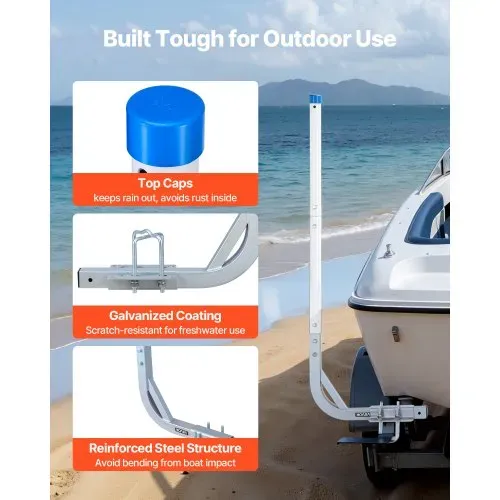 VEVOR Bootsanhängerführung 775 mm / 1205 mm, 0-10 cm Einstellbare Breite, Anhängerführung aus Hochfestem Stahl mit PVC-Rohren, Passend für Skiboote Kompakte Fischerboote Kleine Segelboote – Bild 4