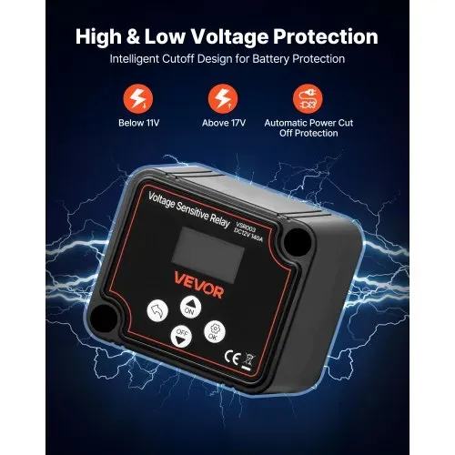 VEVOR Trennrelais, 12 V, 140 A, Doppelbatterie Isolator mit LCD-Bildschirm, intelligenter Batterietrennschalter für Lithium- und Blei-Säure-Batterien, für Auto, LKW, Wohnmobil, UTV, ATV, Boot – Bild 5
