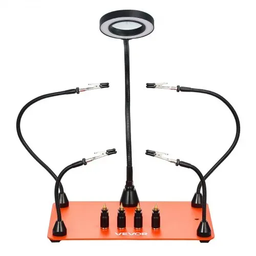 VEVOR Löthilfe Dritte Hand, Magnetische Lötstation, Lötwerkzeug mit 4 flexiblen Armen, mit LED-Vergrößerungslampe, 4 PCB-Säulenhaltern & Basis, für Reparaturen, Basteln, Hobby, Heimwerken – Bild 8