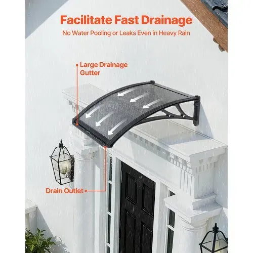 VEVOR Vordach für Haustür, 61×60 cm, Pultbogenvordach, Überdachung mit Entwässerung & ABS-Halterung, Regen-, Schnee- & Sonnenschutz, Polycarbonat-Türdach für Veranda & Terrasse, Rauchgrau VEVOR Vordach für Haustür, 61×60 cm, Pultbogenvordach, Überdachung mit Entwässerung & ABS-Halterung, Regen-, Schnee- & Sonnenschutz, Polycarbonat-Türdach für Veranda & Terrasse, Rauchgrau