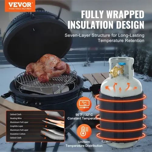 VEVOR isolierter Gasflaschenwärmer im Bandstil, passend für 40 lbs Gastanks, 120 W Propanheizung, fester interner Thermostat, max. Temperatur 90 ℉, strapazierfähiges wasserdichtes Oxford-Gewebe, CE-geprüft VEVOR isolierter Gasflaschenwärmer im Bandstil, passend für 40 lbs Gastanks, 120 W Propanheizung, fester interner Thermostat, max. Temperatur 90 ℉, strapazierfähiges wasserdichtes Oxford-Gewebe, CE-geprüft