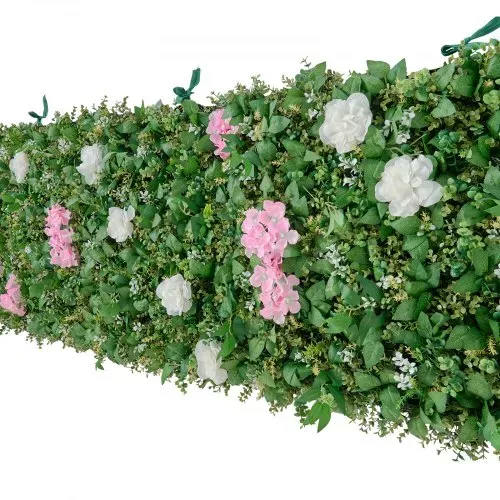 VEVOR Künstliche Hecke 2,4 m x 61 cm 2 Stk., Pflanzenwand, PE-Sichtschutz, Sichtschutzzaun mit Seidenblumen, Heckenzaun, Kunstpflanzen Balkonverkleidung für Hochzeiten, Außengärten, Hinterhöfe – Bild 10