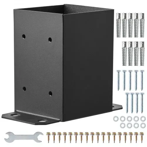 VEVOR 2er-Set Aufschraubhülse 96 x 140 x 163 mm Pfostenträger aus Kohlenstoffstahl mit Sprühbeschichtung Installation auf Beton-oder Holzböden Pfostenschuh Pfosten Ideal für Pergolen Verandageländern – Bild 8