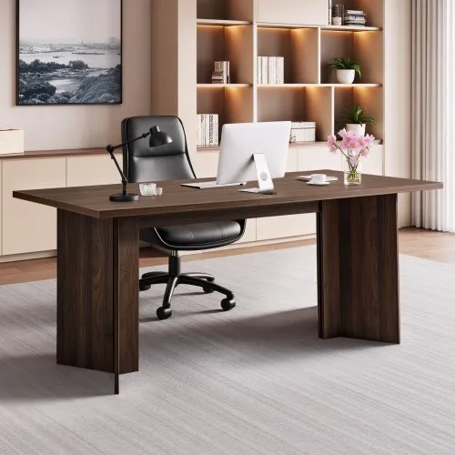 VEVOR Chefschreibtisch (160 lang) moderner Bürotisch mit Kabelanschlussloch, Schreibtisch aus Wabenplatte + Spanplatte, 113,4 kg Tragkraft, Computertisch für Arbeit Studium Schreiben, Braun+Schwarz VEVOR Chefschreibtisch (160 lang) moderner Bürotisch mit Kabelanschlussloch, Schreibtisch aus Wabenplatte + Spanplatte, 113,4 kg Tragkraft, Computertisch für Arbeit Studium Schreiben, Braun+Schwarz