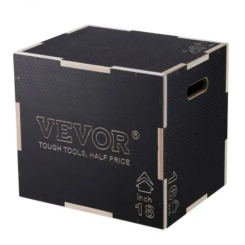 VEVOR 3-in-1-Plyometrische Sprungbox 20/18/16-Zoll-Plyobox, Sprungkasten Sprungkiste 204 kg Tragfähigkeit, Fitnessübungs-Step-Up-Box für Heimtraining, Sprungkrafttraining Schwarz Einstellbare Höhe – Bild 10
