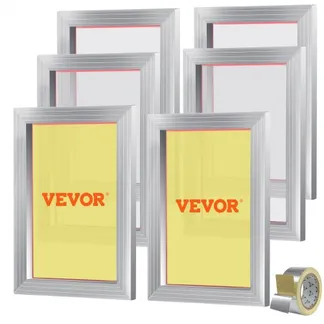 VEVOR Siebdruck Kit, 6 Stk. Aluminium Siebdruck Rahmen, 254×355,6 mm Siebdruck Rahmen mit 156 Mesh, Hochspannung Nylon Mesh & Dichtungsband für T-Shirts, DIY Druck usw. VEVOR Siebdruck Kit, 6 Stk. Aluminium Siebdruck Rahmen, 254×355,6 mm Siebdruck Rahmen mit 156 Mesh, Hochspannung Nylon Mesh & Dichtungsband für T-Shirts, DIY Druck usw.