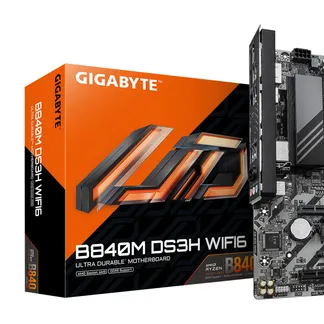 GIGABYTE B840M DS3H WIFI6 Mainboard – AMD Ryzen 9000 Prozessoren, 8+2+2 Phasen VRM, bis zu 8200 MHz DDR5, 2 x PCIe 4.0 M.2, Wi-Fi 6, 2,5 GbE LAN, USB 3.2 Gen 1 GIGABYTE B840M DS3H WIFI6 Mainboard – AMD Ryzen 9000 Prozessoren, 8+2+2 Phasen VRM, bis zu 8200 MHz DDR5, 2 x PCIe 4.0 M.2, Wi-Fi 6, 2,5 GbE LAN, USB 3.2 Gen 1