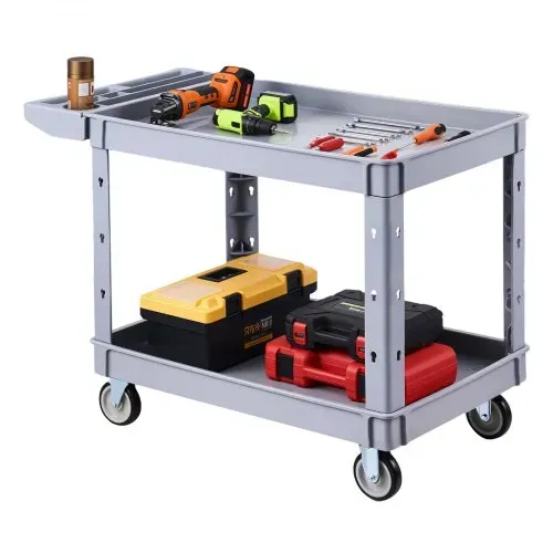 VEVOR Servicewagen Werkstattwagen Werkzeugwagen aus PP 1140x610x840 mm Grau, Rollwagen mit 250kg Tragkraft, Inkl. 2 Ebene 4 Rolle & Handgriff mit Ablagefach, Allzweckwagen für Garage Lager Werkstatt – Bild 9
