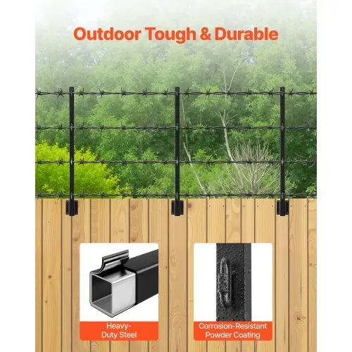 VEVOR Übersteigschutz Zaunerhöhung, 12er-Pack. Stacheldrahtarm 815x75x45 mm, Stacheldrahtabweiser, Stacheldrahthalter aus Stahl, flach oder oberflächenmontierte Stacheldraht-Verlängerungsarme – Bild 2