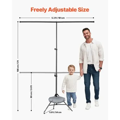 VEVOR Hintergrundständer verstellbares Fotohintergrundständer (Hintergrundtuch: 154 x 198 cm), tragbarer Hintergrundständer mit 1 Stativ, Bildschirmständer für Produktfotografie Studiofotografie – Bild 2