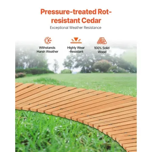 VEVOR Rollweg Gartenweg 218x43 cm, Ausrollbarer Holzweg, Gehweg aus Zedernholz mit Drahtseilverbindung, Holztritt, Gartentritt, dekorative Trittplatten für Strandpromenade, Hinterhof, Terrasse – Bild 3