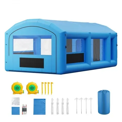 VEVOR Aufblasbare Lackierkabine 7x4x2,75 m Spritzkabine Farbkabine Blau, mit 550-W- & 750-W-Gebläsen Aktivkohlefiltration Umkleidebereich PVC-Fenster für ATV Motorrad Mittelgroße Möbel Tragbar – Bild 8