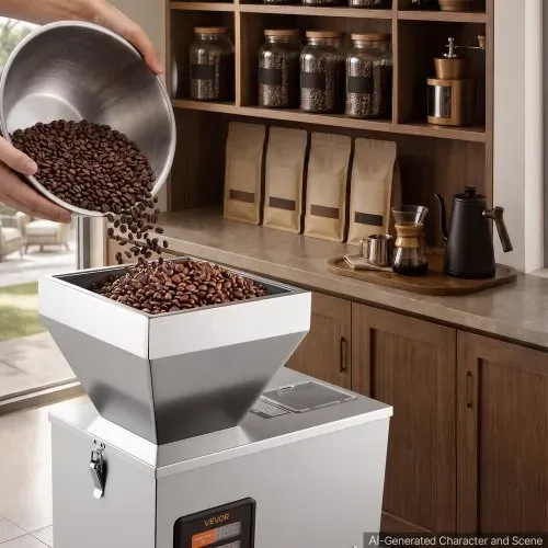 VEVOR Pulverabfüllmaschine Partikelspender Pulverfüller Automatisch 1-99,9g, Intelligentes Wiegen & Abfüllen, Edelstahlkonstruktion, Hohe Genauigkeit, Ideal für Nüsse Samen Kaffeebohnen Getreide Mehl – Bild 7