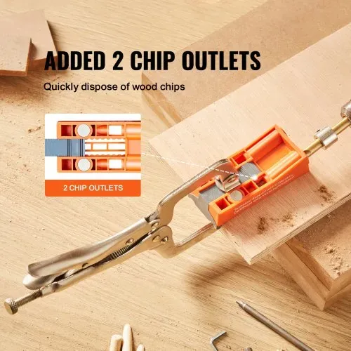 VEVOR 50 tlg. Pocket Hole Jig Kit Doppeltaschenloch mit Vierkantantriebsbit & C-Klemmen, Dübelhilfe Bohrlehre zum Bohren von Taschenlöchern und Schräglöchern, Bohrhilfe für Holzbearbeitung – Bild 4