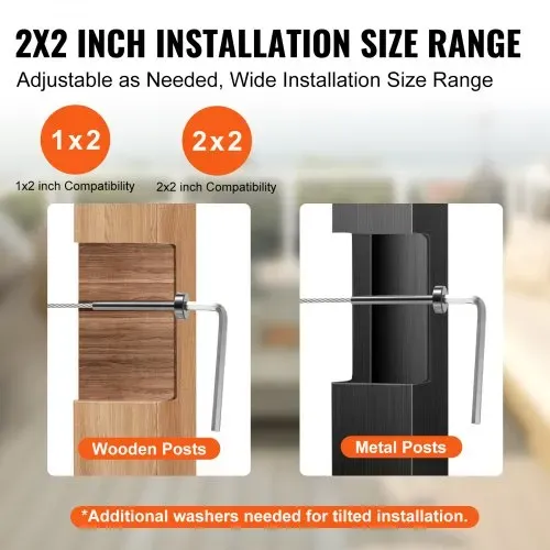 VEVOR 40er-Pack unsichtbares Kabelgeländer-Set, T316 Edelstahl 1/8 Zoll unsichtbarer Empfänger und Pressbolzenende für Kabelgeländer, Pressspanner 1/8 Zoll für Holz-/Metallpfosten, schwarz – Bild 2