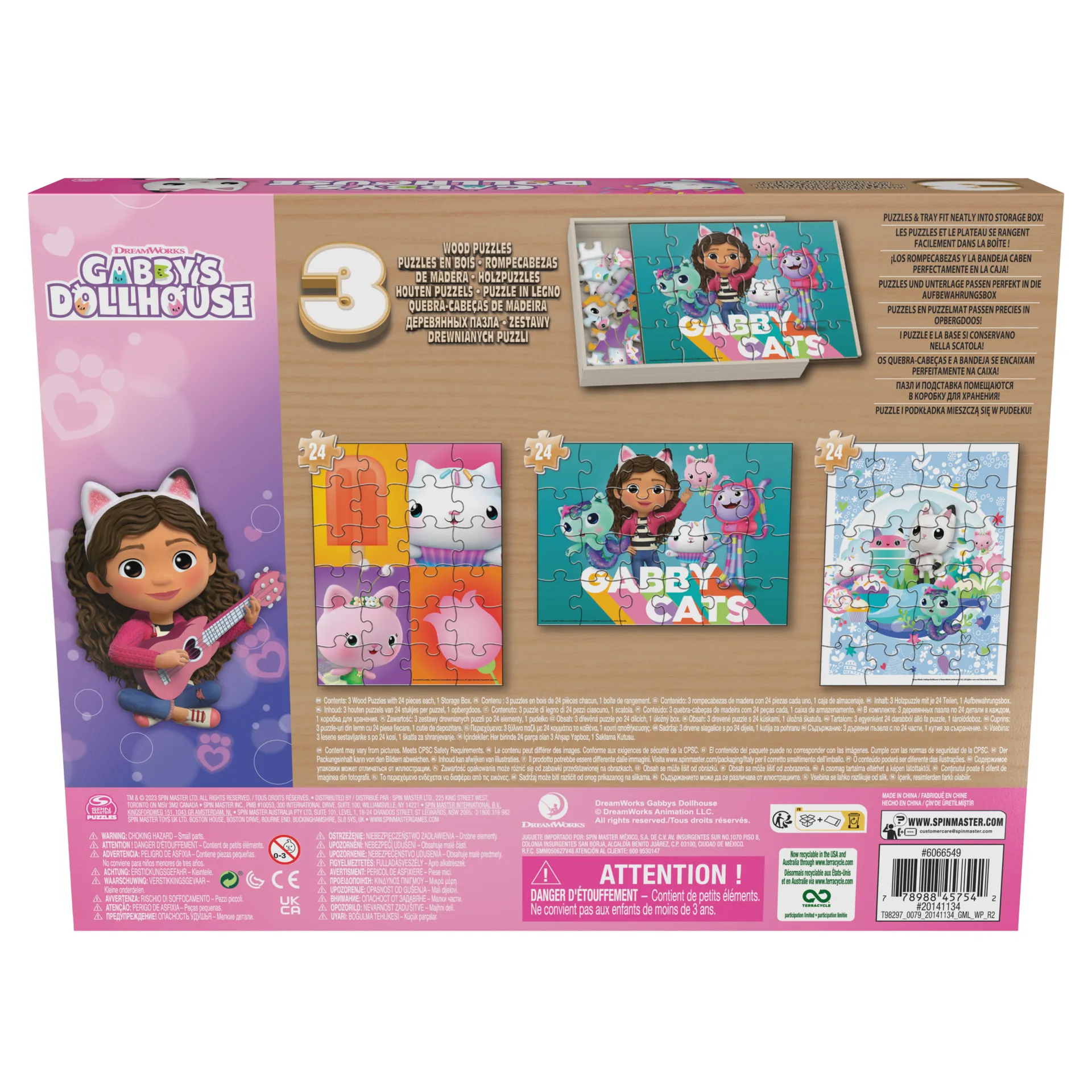 Games Gabby’s Dollhouse Holzpuzzle-Sammlung, 3 miau-tastische Puzzle-Motive mit stabiler Holzbox zur Aufbewahrung, jedes Motive besteht aus 24 Teilen, Puzzle-Spaß für alle Gabby-Fans ab 3 Jahren – Bild 5