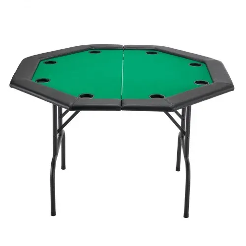 VEVOR klappbarer Pokertisch für 8 Spieler (126 cm) Kasino-Freizeittisch mit gepolsterten Schienen & Getränkehaltern, achteckige tragbare Spieltische mit Filz- und Metallbeinen, Texas Hold’em Poker – Bild 9
