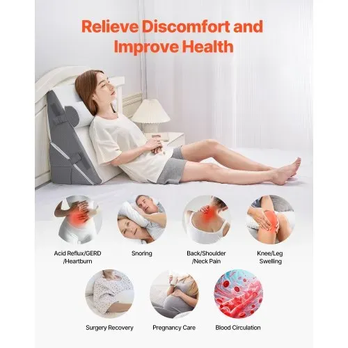 VEVOR Bettkeilkissen, 3-teiliges orthopädisches Lesekissen-Set, mit Jacquard-Bezug & Schaumstoffunterstützung, Kissen nach Operationen zur Linderung von saurem Reflux, Rückenschmerzen & Schnarchen – Bild 4