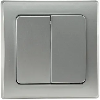 DELPHI Serien-Schalter 2-fach 250V~/ 10A, inkl. Rahmen, UP, silber DELPHI Serien-Schalter 2-fach 250V~/ 10A, inkl. Rahmen, UP, silber