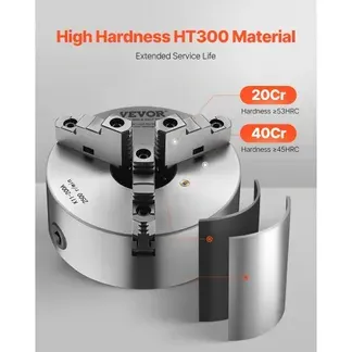VEVOR 3-Backen-Drehfutter, φ200 mm, Spannfutter mit 57,15-mm-8-Gewinde-Trägerplatte, 4-200 mm Spannbereich mit T-Schlüsselschrauben, HT300-Material, für Holz-Metall-Drehmaschinen VEVOR 3-Backen-Drehfutter, φ200 mm, Spannfutter mit 57,15-mm-8-Gewinde-Trägerplatte, 4-200 mm Spannbereich mit T-Schlüsselschrauben, HT300-Material, für Holz-Metall-Drehmaschinen