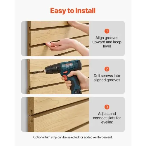 VEVOR Werkzeugwand 1220x1220x18mm, MDF-Garagen-Lamellenwand mit modularem Design, Wandhalter, 11,3 kg Lamellenwandpaneel mit Kupplungsstruktur & DIY-Zuschnitt, geeignet für Lagerung & Präsentation – Bild 5