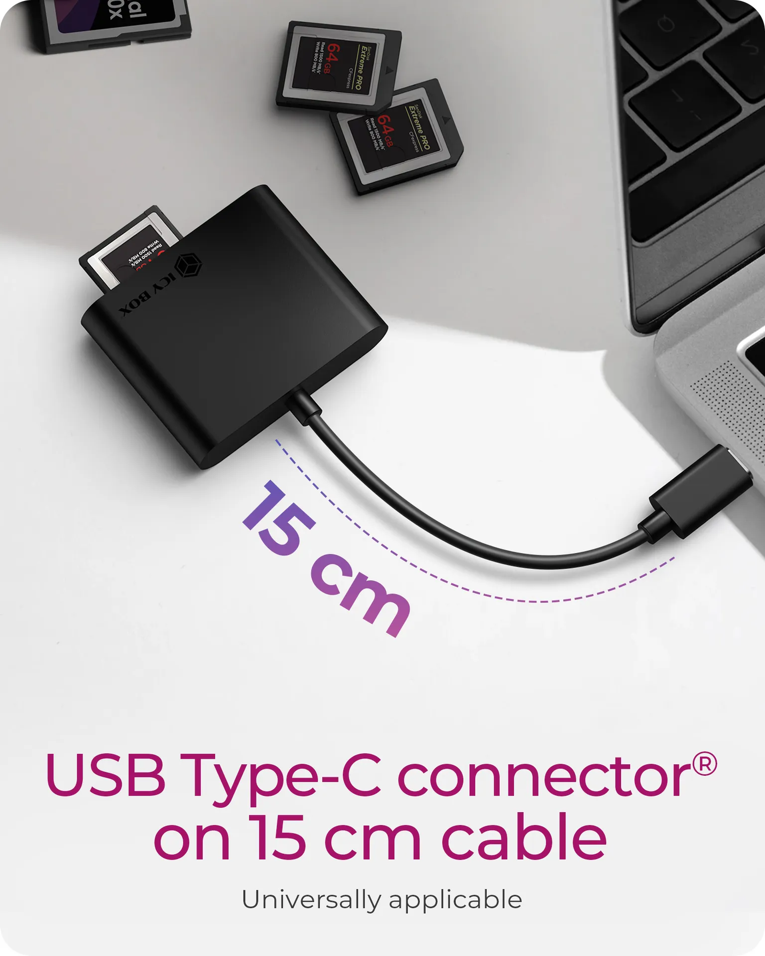 ICY BOX IB-CR301-C3 Externer Multi Card Reader (CF, SD, microSD) mit USB 3.2 Gen 1 Type-C® Hostanschluss – Bild 4