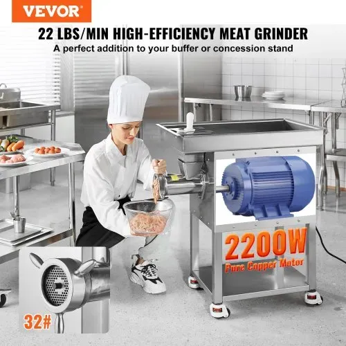VEVOR kommerzieller Fleischwolf 9,98 kg/min elektrischer Fleischwolf 2200 W mit Klingen & Mahlplatten, Wurstmaschine, gewerblicher Fleischwolf aus Edelstahl für Küche Restaurant Metzgerei VEVOR kommerzieller Fleischwolf 9,98 kg/min elektrischer Fleischwolf 2200 W mit Klingen & Mahlplatten, Wurstmaschine, gewerblicher Fleischwolf aus Edelstahl für Küche Restaurant Metzgerei