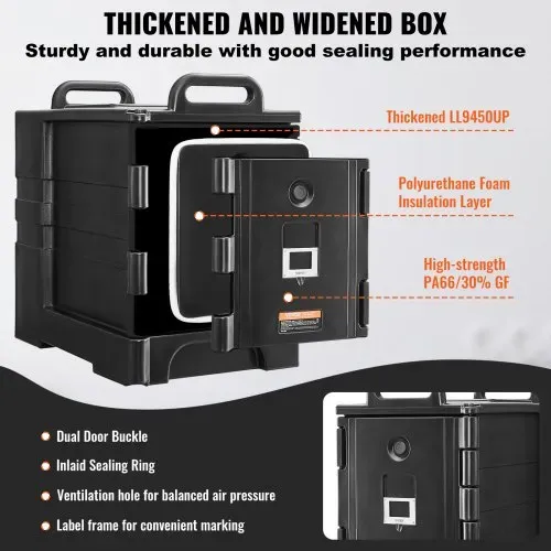 VEVOR Isolierter Speisenbehälterträger Warmhaltebox für Gastronomie 75 L x 2, Speisenbehälter mit Doppelschnallen & Griffen, Speisenbehälterträger Lebensmitteltransportbox für Restaurant – Bild 3