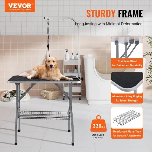 VEVOR Trimmtisch 985x615x1662mm Schertisch Edelstahl Hundepflegetisch 150kg Tragfähigkeit Frisiertisch Hund Faltbar Tierpflegetisch 914,4×609,6mm Desktop Ideal für Baden Trimmen Trocknen Bürsten VEVOR Trimmtisch 985x615x1662mm Schertisch Edelstahl Hundepflegetisch 150kg Tragfähigkeit Frisiertisch Hund Faltbar Tierpflegetisch 914,4×609,6mm Desktop Ideal für Baden Trimmen Trocknen Bürsten