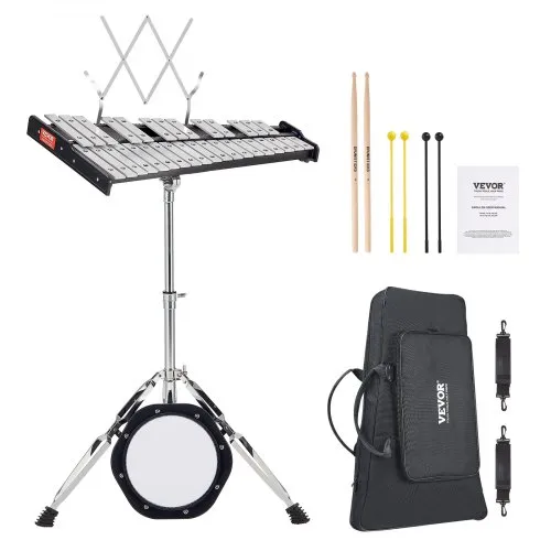 VEVOR Glockenspiel-Xylophon-Set mit 32 Noten, professionelles Schlaginstrumenten-Set mit Schlägeln, Trommelstöcken, Notenständer, 20,3 cm Übungspad, verstellbarem Ständer und Tragetasche VEVOR Glockenspiel-Xylophon-Set mit 32 Noten, professionelles Schlaginstrumenten-Set mit Schlägeln, Trommelstöcken, Notenständer, 20,3 cm Übungspad, verstellbarem Ständer und Tragetasche