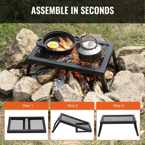 VEVOR BBQ Gills Holzkohlegrill Klappgrill 458 x 305 x 205 mm, Tischgrill Tragbarer Reisegrill 6 kg Belastbar, Outdoor Faltbar Picknickgrill Campinggrill Schwarz 300 ℃, für Terrasse, Camping, Party – Bild 5
