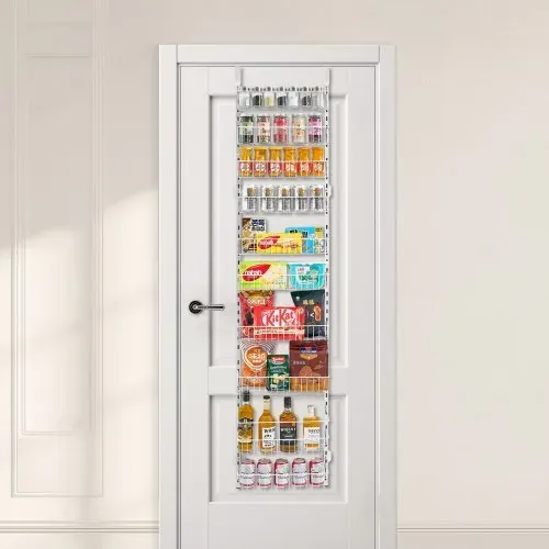 VEVOR Vorratsschrank Speisekammer-Organizer Aufbewahrung über der Tür, 10-stufige Gewürzregale zum Aufhängen aus Stahl, verstellbare Lagerregale für die Wand, für Zuhause Küche Badezimmer, Weiß – Bild 7