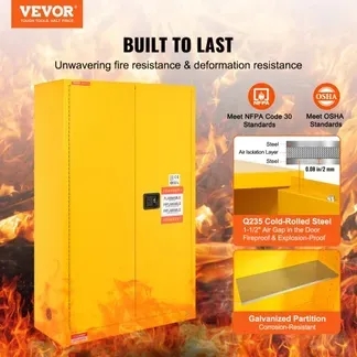VEVOR Sicherheitsschrank für brennbare Flüssigkeiten, 170 L, Lagerschrank für brennbare Flüssigkeiten aus kaltgewalztem Stahl, 42,9 x 18,1 x 165,61cm, explosionsgeschützt, mit 2 verstellbaren Regale VEVOR Sicherheitsschrank für brennbare Flüssigkeiten, 170 L, Lagerschrank für brennbare Flüssigkeiten aus kaltgewalztem Stahl, 42,9 x 18,1 x 165,61cm, explosionsgeschützt, mit 2 verstellbaren Regale