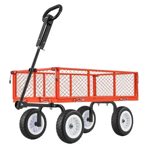 VEVOR Bollerwagen 408,2 kg Tragkraft, Gartenwagen mit PU-Reifen, Handwagen mit Verstellbarem Griff, Abnehmbaren Seitenwänden, Transportwagen zur Befestigung an ATV oder Traktor, Rot – Bild 8