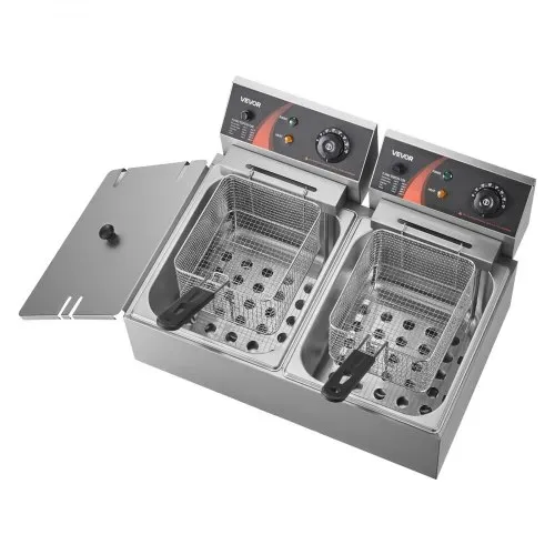 VEVOR wunicorn Fritteuse 295 x 235 x 150 mm Commercial Elektro-Fritteuse Tief, Doppel-Kaltzonen-Fritteuse YB-82 Fritteuse Maschine Silbrig - 6 L + 6 L 5000W 220V für Schnellrestaurants Snackbars 10 kg – Bild 9