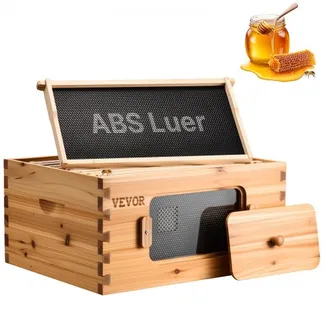 VEVOR Bienenstock-Starterset mit tiefer Box, 100 % mit Bienenwachs beschichtetes natürliches Tannenholz, Zander Beute mit 10 Rahmen und Fundamenten, transparente Bienenfenster aus Acryl VEVOR Bienenstock-Starterset mit tiefer Box, 100 % mit Bienenwachs beschichtetes natürliches Tannenholz, Zander Beute mit 10 Rahmen und Fundamenten, transparente Bienenfenster aus Acryl