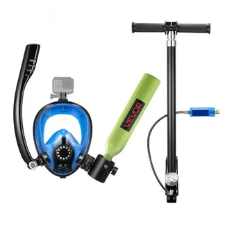 VEVOR Mini-Tauchflasche 0,5 L, Tragbare Lungenflasche für Unterwasseratmung, Wiederverwendbare Sauerstoffflasche für bis zu 10 Minuten Tauchzeit, Tauchausrüstung mit Maske & Pumpe VEVOR Mini-Tauchflasche 0,5 L, Tragbare Lungenflasche für Unterwasseratmung, Wiederverwendbare Sauerstoffflasche für bis zu 10 Minuten Tauchzeit, Tauchausrüstung mit Maske & Pumpe