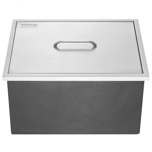 VEVOR Drop-in-Eisbox, 43,5 L Edelstahl-Eiskühler, 558 x 430 x 306 mm Kommerzieller Eisbehälter mit Abdeckung, Eingebaute Eisspeichertruhe, Abflussrohr und Ablassstopfen im Lieferumfang Enthalten – Bild 8