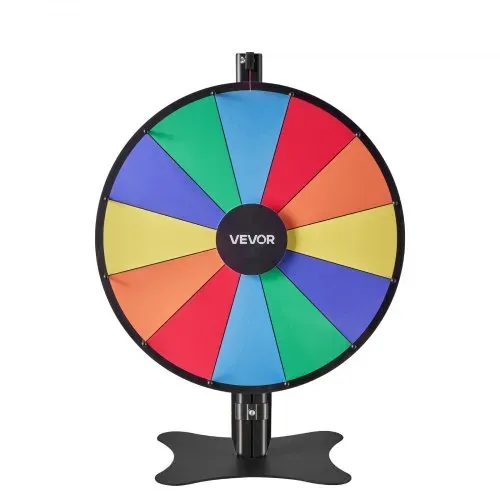 VEVOR Glückrad 24 Zoll Glücksrad zum Drehen 12 Slots Drehrad mit Ständer Abwischbarer Oberfläche & 2 Markern Höhenverstellbar Roulette-Spinner Glückspiel für Partys Kneipen Messen & Karneval – Bild 9