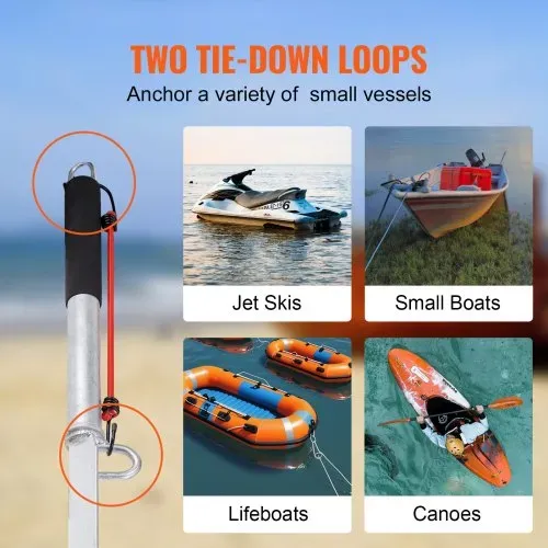 VEVOR Sandspike-Ankerstange für Boote, 985 mm Gleitanker aus Verzinktem Kohlenstoffstahl, Uferspike, Selbsthämmernder Strandspike-Anker für Kleine Boote, Jetskis, Pontons, Kajaks usw. – Bild 3