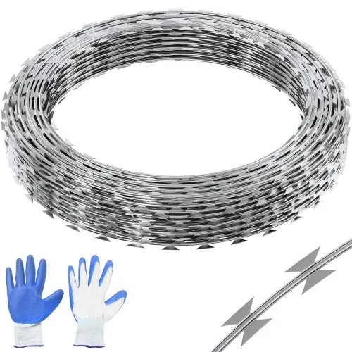 VEVOR Natodraht 75 m (5 Rollen x 15 m) Stacheldraht Spirale Sperrdraht Stacheldrahtzaun (0,51 mm) scharfe Klingen und (ca. 4 mm) dicke Kerndrähte Maschendraht für außergewöhnlichen Spiralschutz VEVOR Natodraht 75 m (5 Rollen x 15 m) Stacheldraht Spirale Sperrdraht Stacheldrahtzaun (0,51 mm) scharfe Klingen und (ca. 4 mm) dicke Kerndrähte Maschendraht für außergewöhnlichen Spiralschutz