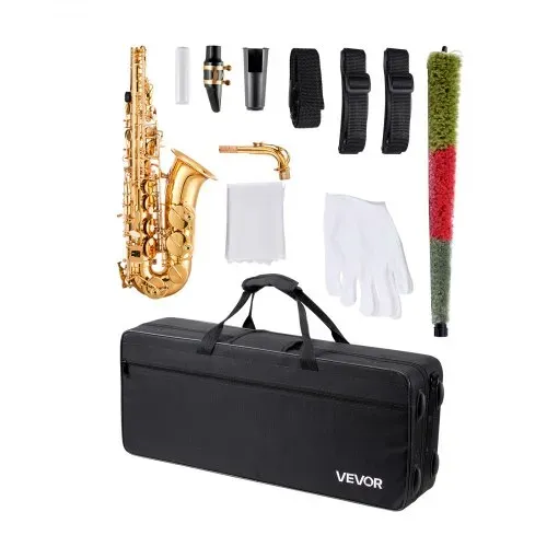 VEVOR Altsaxophon, E-Dur, Messingsaxophon-Anfängerset mit Tragetasche, Mundstück, Gurten, Reinigungstuch, Handschuhen, Fett, Umhängeband, 23 Tasten Altsaxophon-Set, für Anfänger & Schüler, Gold – Bild 8
