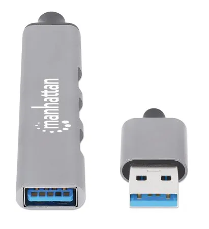 Manhattan 168427 Schnittstellen-Hub USB 3.2 Gen 1 (3.1 Gen 1) Type-A 5000 Mbit/s Grau – Bild 2
