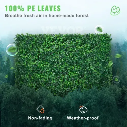 VEVOR Künstliche Pflanzenwand 24 Stk. Sichtschutz Hecke Künstlich Grün, Künstliche Buchsbaumplatte PE, Sichtschutz Kunstpflanzen 60 x 40 cm, Sichtschutzhecke Wanddekoration Pflanzenwand – Bild 2